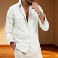 thumbnail image 4 of awjaisca Men Shirt Lapel Long Sleeve Buttons Placket Shirt Tops with Pockets Pure Color Loose Fit Versatile Tops Daily Wear, 4 of 8