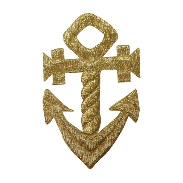 Blue Anchor Iron-On Patch - Embroidered Sailor Marine Applique For DIY, 2.4x2.6 Inches