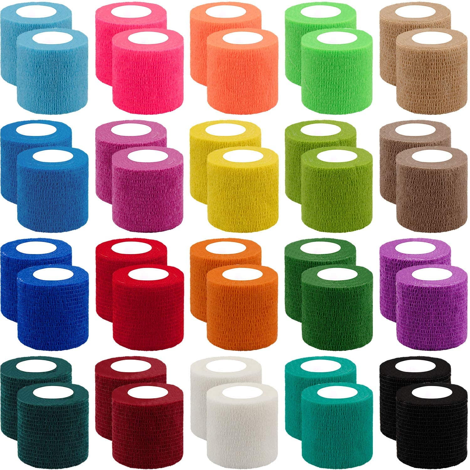40 Rolls Self Adherent Wrap 2 Inch Self Adhesive Bandages Wrap Tape Stretch Bandage Self Stick Bandage Wraps for Wrist Ankle Swelling Sprains(20 Colors)