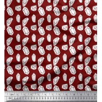 Soimoi Red Cotton Cambric Fabric Crystal Stone Geometric Print Fabric by the Yard 42 Inch Wide