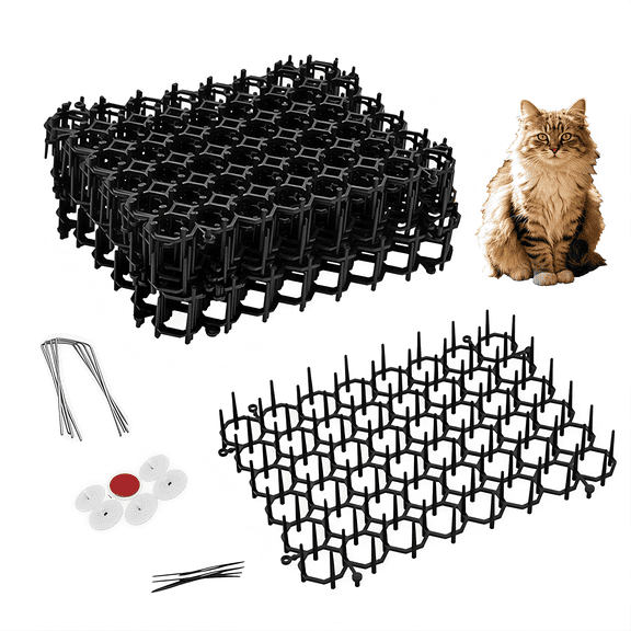Scat Mat for Cats, 12 Pack Cat Deterrent Mat, Reliable Cat Deterrent Outdoor Spiked Mat,Anti-Digging Barrier for Indoor Furniture, Outdoor Garden Yard