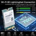 thumbnail image 3 of WiFi 6E MT7922 M.2 Wireless Card 5374Mbps Bluetooth 5.2 Network Adapter 802.11ax 2.4G/5G/6GHz WiFi Card for Win10 Win11, 3 of 8