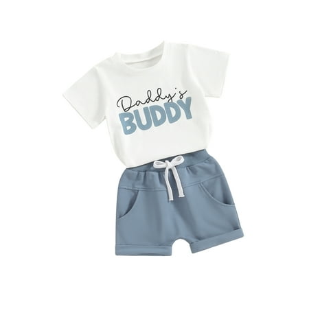 

Suealasg Toddler Baby Boys Outfits Set Short Sleeve Letter Print T-shirt +Elastic Shorts 2Pcs Kids Boys Summer Clothes