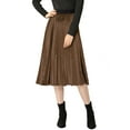 thumbnail image 1 of INSPIRE CHIC Jupe Midi Plissée en Velours Taille Haute Élastique pour Femmes, 1 of 6