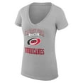 thumbnail image 2 of Women's G-III 4Her by Carl Banks Heather Gray Carolina Hurricanes Super-Slim Fit Lightweight Team Logo Graphic V-Neck, 2 of 3