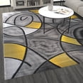 thumbnail image 3 of Allstar 8x10 Modern Area Rug in Yellow with Charcoal Grey Abstract Mosaic Curve design (7' 9" x 9' 8"), 3 of 6