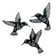 thumbnail image 1 of WAIU Decoración de pared de colibrí de metal, 9.0 in, juego de 3 colgantes decorativos simples negros para sala de estar, dormitorio, cocina, patio, balcón, casa, opciones de regalo únicas, 1 of 1