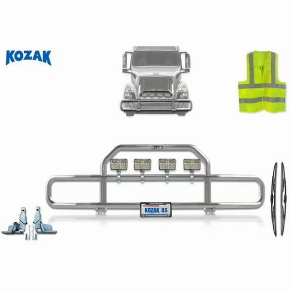 Compatible with Volvo VNL 2004-2017 Front Grille Deer Moose Bumper Guard - Chrome (Kozak Aftermarket)