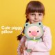 thumbnail image 3 of Animal de peluche (sudadera con capucha de rana) almohada de peluche de cerdo de 9.8 pulgadas, muñeco de peluche de dibujos animados verde suave reversible, cerdos, bebida, té Boba, juguete de peluche JFHHH pequeña, 3 of 5