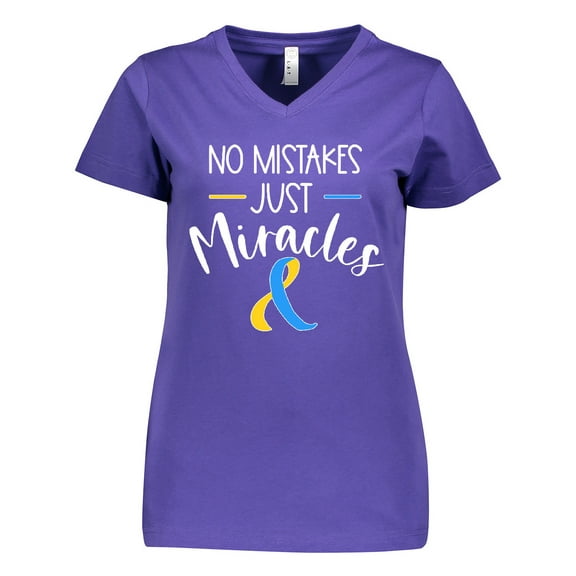 Inktastic No Mistakes, Just Miracles Down Syndrome Awareness Women's V-Neck T-Shirt
