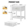 thumbnail image 3 of Rattan Nightstand with Drawers, Storage Cabinet for Bedroom, Living Room End Tables with Open Shelf, Bedside Table Sofa Table with Drawers for Bedroom, Living Room, White, 3 of 9