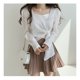 thumbnail image 2 of Camisa de mujer con cordones suave transpirable Puff manga larga blusa camisa Tops para primavera y otoño, 2 of 8