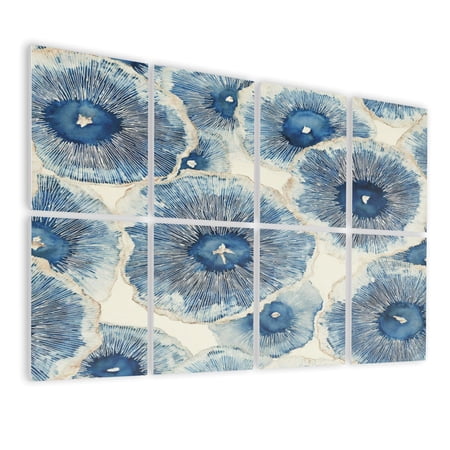 8 Pack Art Acoustic Panels Sound Absorbing Blue Floral Watercolor Intricate Petals Decorative Soundproof Wall Panels Self Adhesive for Nursery Game Room Bedroom 48 x32