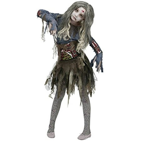 Girls Zombie Kids Child Fancy Dress Party Halloween Costume, M (8-10)
