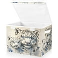 thumbnail image 2 of WOBOGO Two Snow Peopards Painting Large Collapsible Storage Box Flip Lid Fabric Decorative Organizer Container Basket with Handles 16.5×12.6×11.8in, 2 of 7