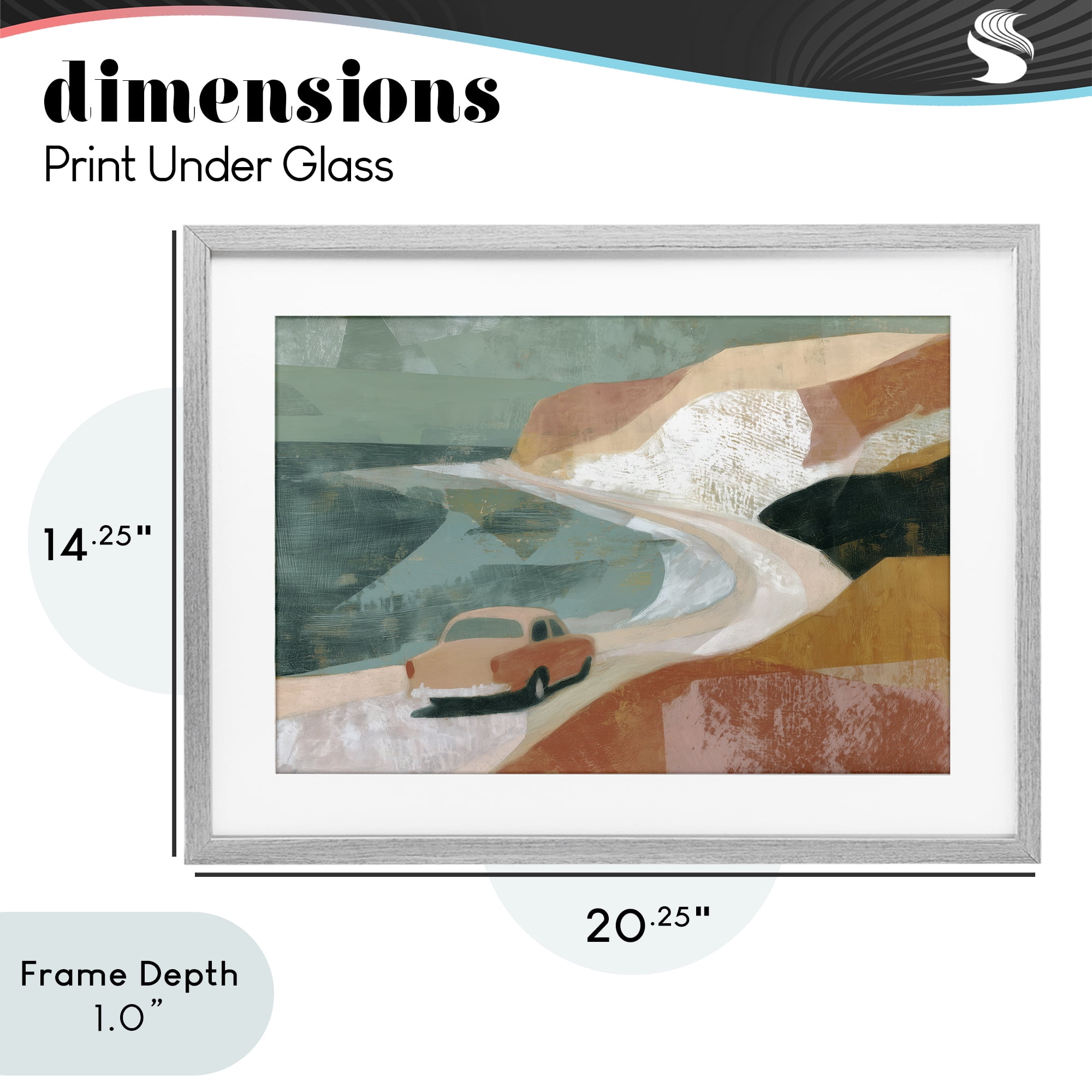 Stupell Industries Classic Car on Coastal Highway Gray Framed Print Under Glass, design by Chromatic Storm Studio