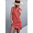 thumbnail image 3 of Bosfbaoi Women's Sleeveless Shirt Dress, Collared Button Front Solid Color Mini Dress, Lightweight Breathable Casual Sundress for Daily Wear, 3 of 5