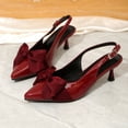 thumbnail image 5 of WAVSUF Womens Slingback Kitten Heel Pumps, Soft Sole Pointed Toe Cute Bow Casual Summer Working Shoes Wine 5.5, 5 of 9