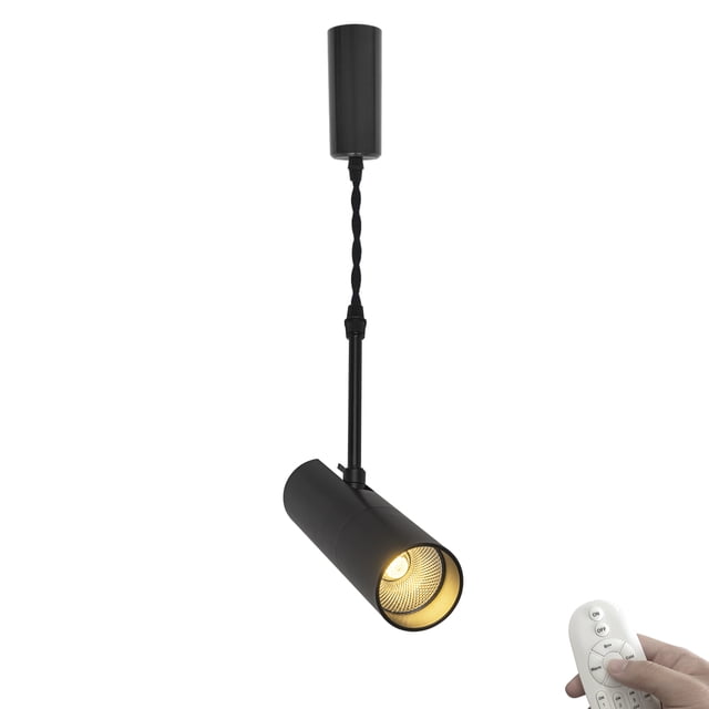 FSLiving 7W LED Spot Light H-Type Track Lighting with Remote Control,Modern Design Adjustable Wire Length(3.2Ft) & Angle for Home Office Loft Entryway(No Track) - 1 Pack (Black)