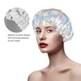 thumbnail image 4 of Kdxio Orchids Flowers Print Shower Cap for Women,Elastic and Reusable,Double Waterproof Layers Bathing Hat, 4 of 9
