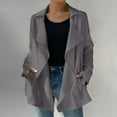 thumbnail image 4 of Niaviben Windbreaker for Women Womens Fall Jackets Lapel Coat Light Jackets for Women's Trench Coats Women Shirts Casual Waterproof Rain Jacket Women Gray M, 4 of 6