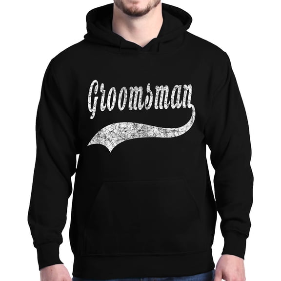 Shop4Ever Men's Groomsman Baseball Wedding Hooded Sweatshirt Hoodie Small Black