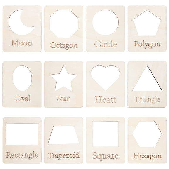 12Pcs 12 Styles Geometric Stencils Template Set Wood Simple Drawing Stencils DIY Wheat