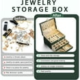 thumbnail image 3 of Jewelry Box for Women Girl Wife - Large PU Leather Jewelry Organizer Storage Case with 3 Layers Display for Earrings Bracelets Rings Watches (Green), 3 of 8