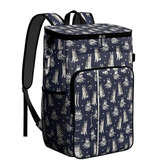 Travel Cooler Bag - Siberian Husky Camping Beer Cooler Backpack with Bottle Opener- Waterproof Insulated Picnic Backpacks - Cooler Bag for Beach