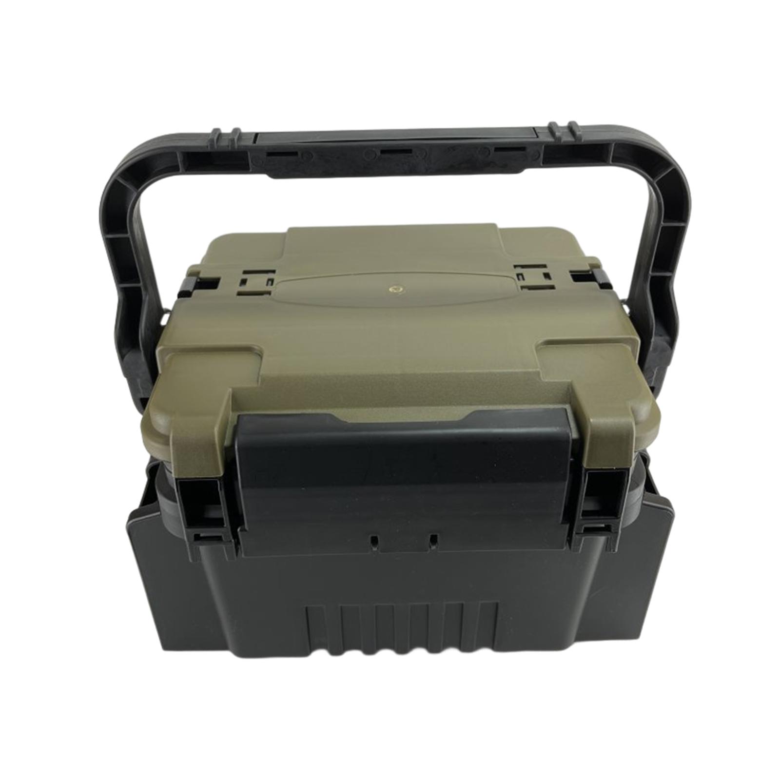Wswqop Fishing Tackle Box Organizer with Shoulder Strap with Compartments Carrying Case Green