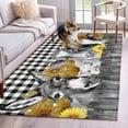 thumbnail image 2 of 2.7x5 Washable Area Rug, Farm Non-Slip Rectangle Rug for Bedroom Bedside, Retro Farmhouse Donkey Pig Cow Sunflower Leaf Wood Fence Black Plaid Indoor Floor Mat for Home Decor, 2 of 9
