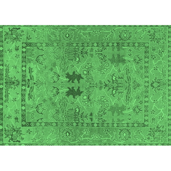 Ahgly Company Indoor Rectangle Abstract Emerald Green Modern Area Rugs, 2' x 3'