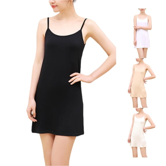 DHFJKG Full Slip Dress For Women Adjustable Spaghetti Strap Under Dress Cami Mini Slips Undergarment Nightgown