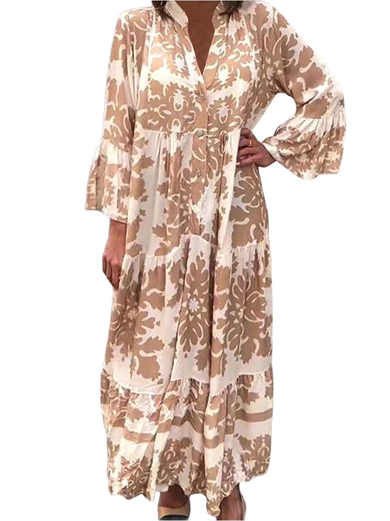 3 quarter sleeve maxi dress 24seven Comfort Apparel Plus Size Floral Print Three Side Slit Maxi Dress - Orange Multi