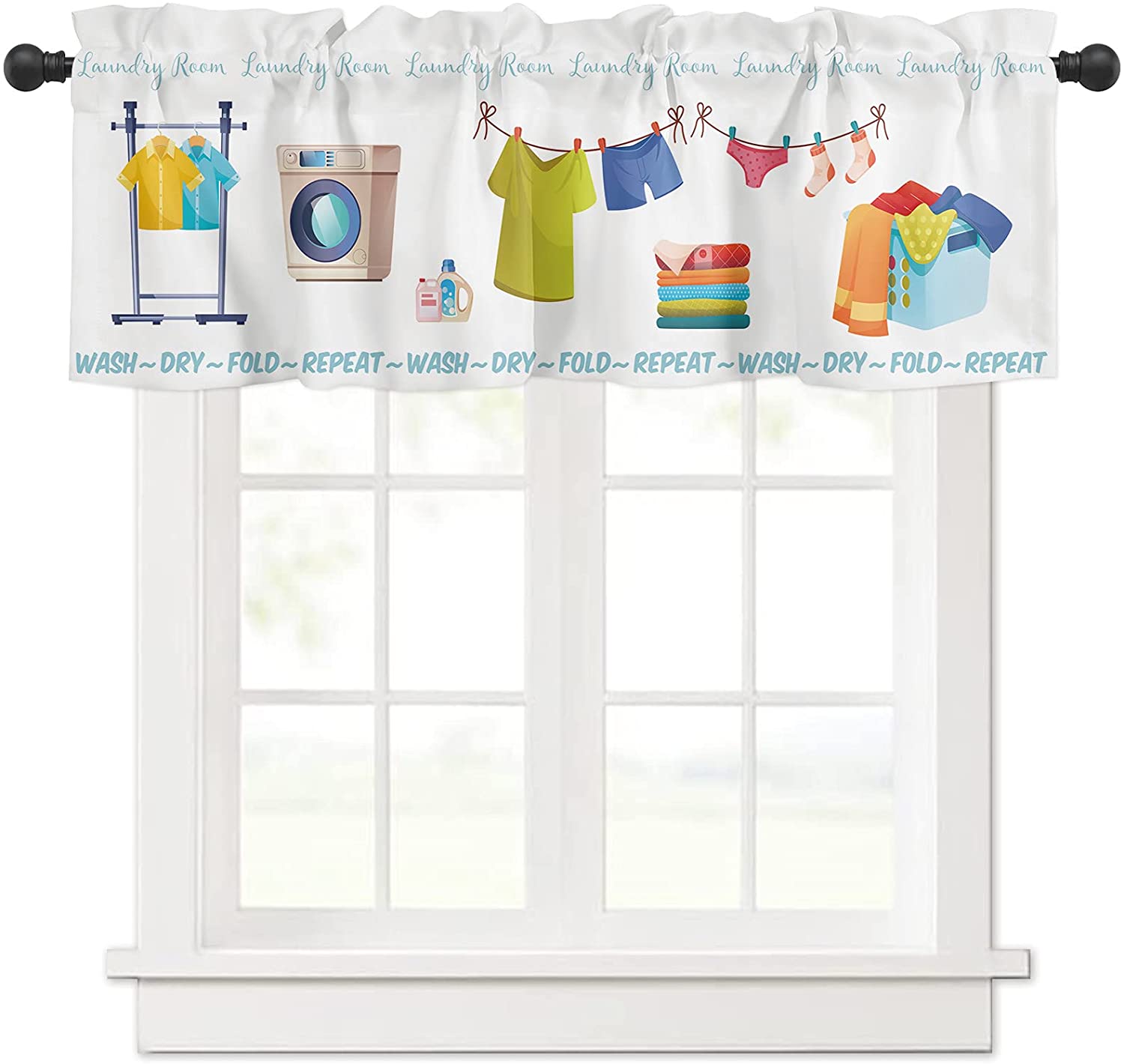 Simple Drawn Laundry Room Curtain Valances For Windows Treatment Decor