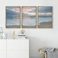 thumbnail image 4 of IDEA4WALL Framed Canvas Print Wall Art Set of 3 Serene Beach Sunset Ocean and Sky Landscape Modern Art Wall Decor Nature Scenery Sea Wave Prints Minimal Artwork For Home Decor - Natural 16"x24"x3, 4 of 5