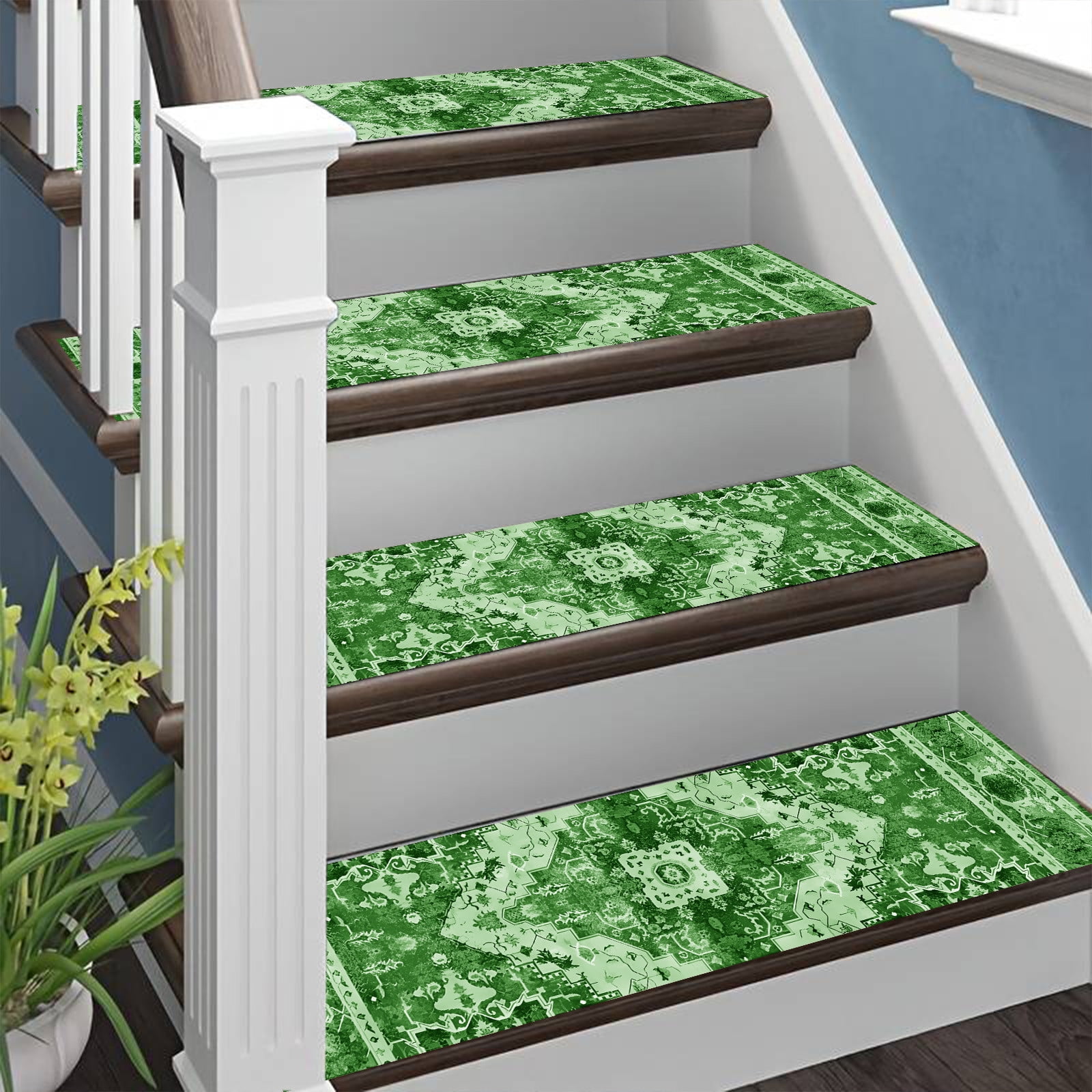 CaiYueKe 15 Pcs Non Slip Stair Treads Carpet Runner Rug Pads Anti Skid Safety Grip Tape for Stairs Indoor Outdoor Steps Pet Friendly Washable Reusable Adhesive