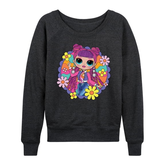 LOL OMG! Fashion Dolls - Skater Chick w/ Flowers - Women's Lightweight French Terry Long Sleeve Shirt