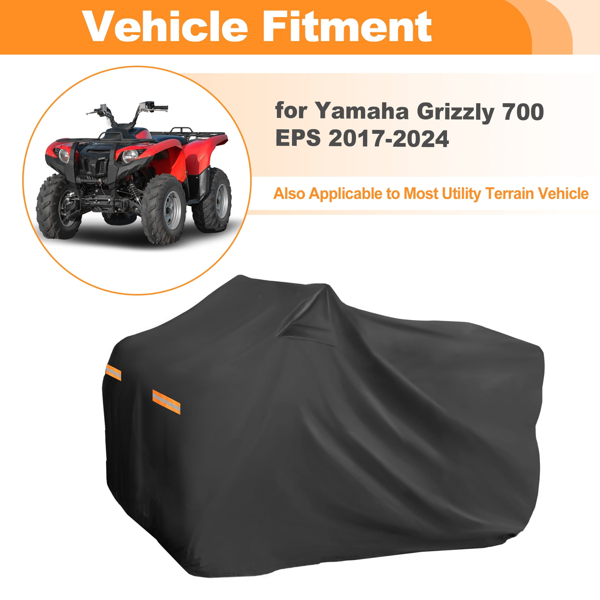 Unique Bargains 210D-PU ATV Quad Cover Black for Yamaha Grizzly 700 EPS 2017-2024
