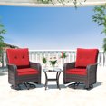 thumbnail image 1 of Kullavik Wicker Swivel Rocker Patio Chairs Sets,2 Swivel Glider Patio Chairs with 1 Coffee Table, All-Weather Patio Wicker Chairs for Garden, Deck, Backyard,Red, 1 of 1