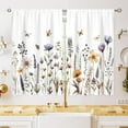 thumbnail image 2 of Vintage Retro Floral Wildflower Kitchen Curtains 27.5W X 39L Inch 2 Panel Rustic Flower Vintage Spring Butterfly Leaves Small Short Cafe Tier Country Window Treatment Drape Bathroom Home Decor, 2 of 4