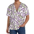 thumbnail image 3 of Xecao offers the Lavender Flowers for Men's Casual Short-sleeved Shirt, a button-up collared shirt with a pocket, perfect for beach vacations and yacht travel in the Medium size., 3 of 7