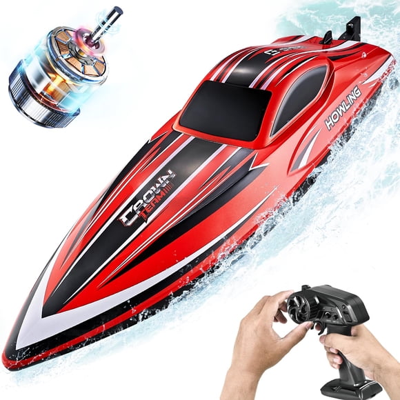 BEZGAR RC Boat, 16 inch Big Brushless Remote Control Boat for Adults and Kids, 55 KPH Large Fast RC Speed Boats with 2000mAh Battery, Ideal Waterproof Toy Boats for Lakes - HJ