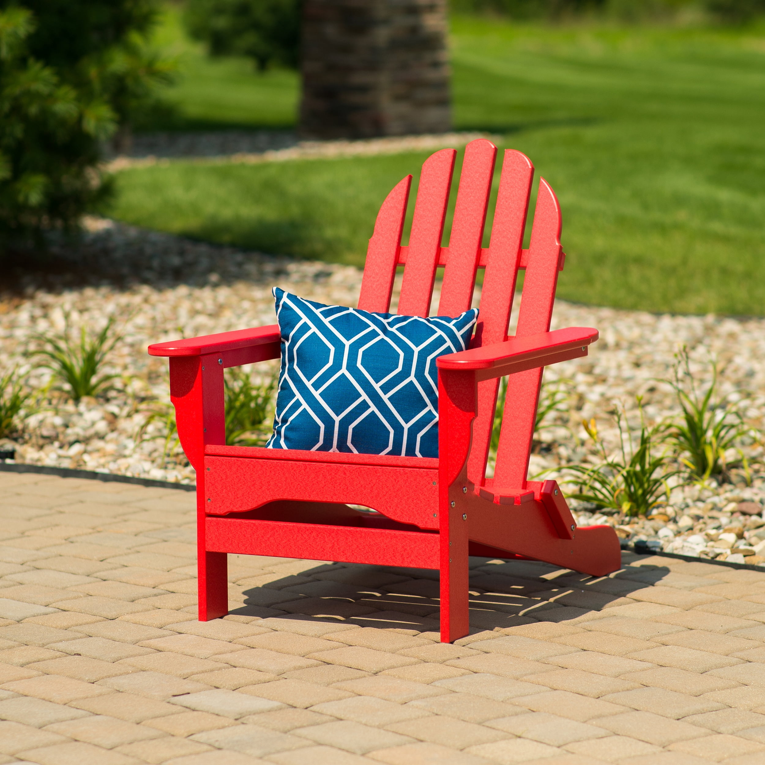 DuroGreen Adirondack Chair Made With All-Weather Tangent lumber, Oversized, High End Classic Patio Furniture for Porch, Lawn, Deck, or Fire Pit, No Maintenance, USA Made, Bright Red