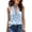 Light Blue, variant on Women's Halter Tops Deep V-Neck Button-Down Linen Shirt Ruffle Trim Sleeveless Halter Blouse Light Blue L