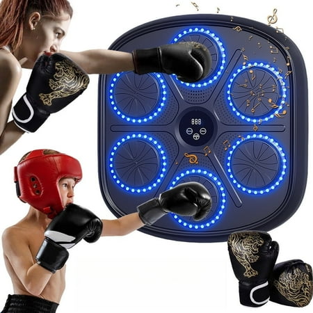 Home Smart Music Boxing Wall Target - Bluetooth Music, LED Lighting, 9 Modes with Scoring, Easy Installation, Durable Design for Indoor Fitness, Stress Relief & Coordination Training