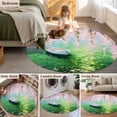 thumbnail image 5 of Round Area Rug 8 Ft, Pink Flowers Washable Non-Slip Circle Carpet for Living Room/Bedroom, Green Lake Spring Plants Small Boat Collection Low-Profile Large Area Rugs for Indoor, 5 of 8
