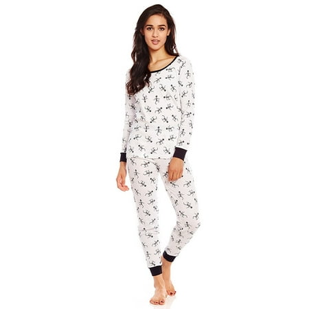 

Leveret Womens Two Piece Cotton Pajamas White Skeleton XS