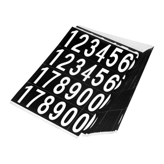 Number Stickers Mailbox Self Adhesive 12345178900 Numbers 50x25mm White and Black, 20 Sheets
