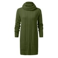 thumbnail image 4 of Pxiakgy summer dresses for women Ladies Autumn Winter Slim Fit Long Sleeve Pleated Turtleneck Round Neck Knit Sweater Dress womens dresses casual dresses for women Green + XL, 4 of 5